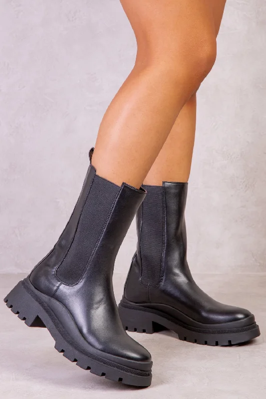 women's ankle boots with adjustable strapsISABEL CHUNKY CHELSEA BOOT IN BLACK FAUX LEATHER women's ankle boots with adjustable strapsISABEL CHUNKY CHELSEA BOOT IN BLACK FAUX LEATHER