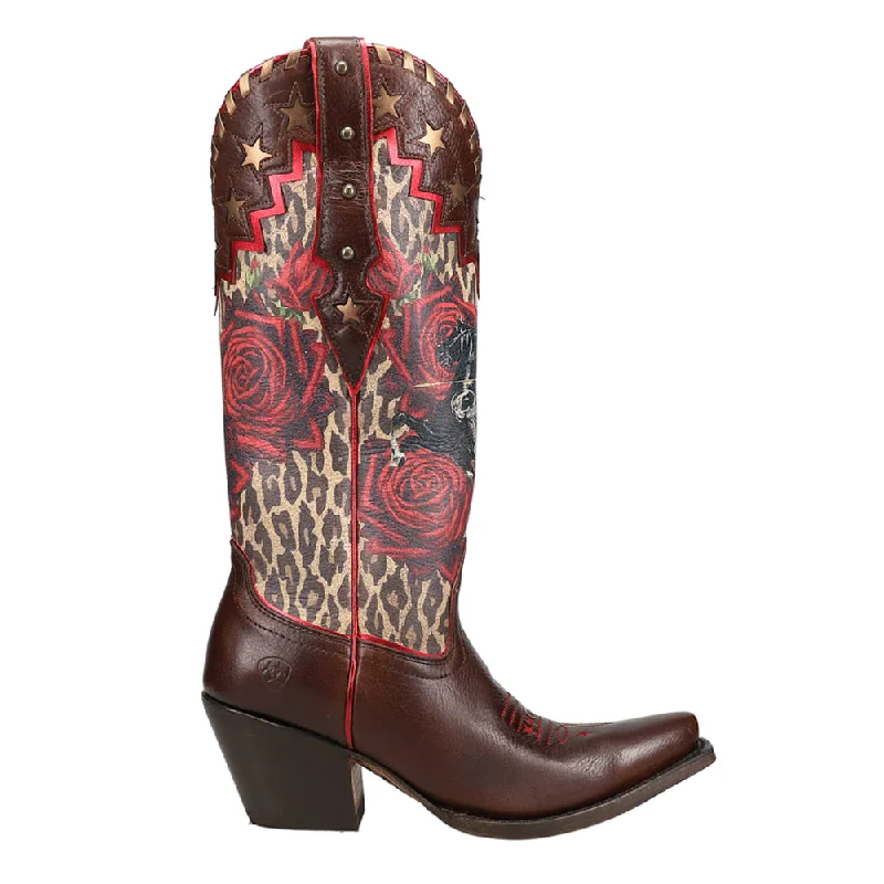 women's cowboy boots for casual wearRodeo Quincy Tooled-Inlay Graphic Leopard Floral Snip Toe Cowboy Boots