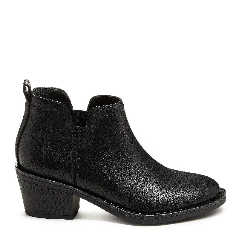 women's ankle boots with floral designYork Black Ankle Boot