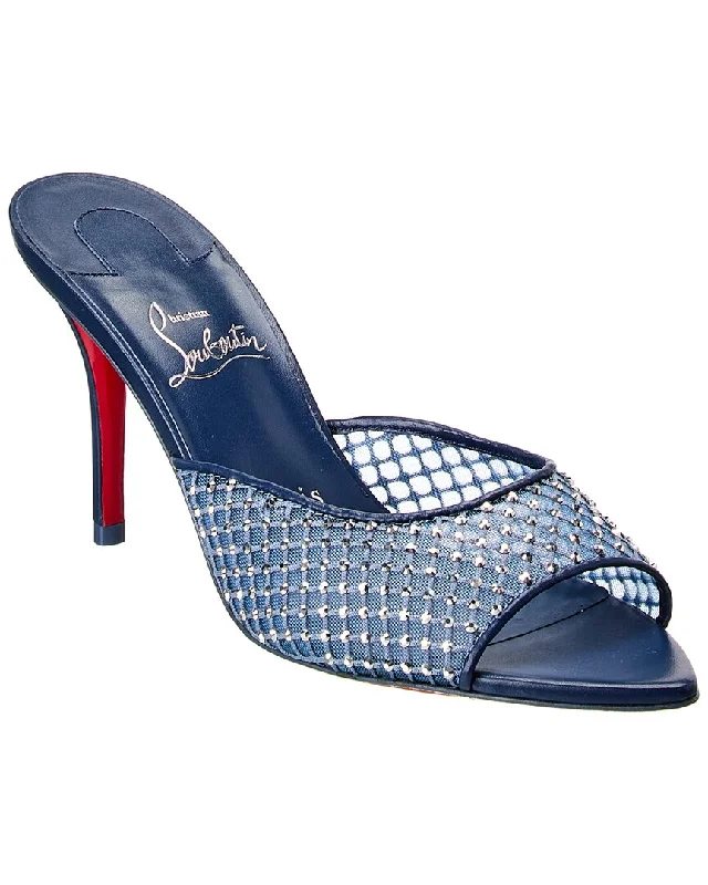 Women's Backless Mules in Grey Knit for a Comfortable and Casual Everyday Wear men's suede mulesChristian Louboutin Apostropha 80 Mesh & Leather Mule