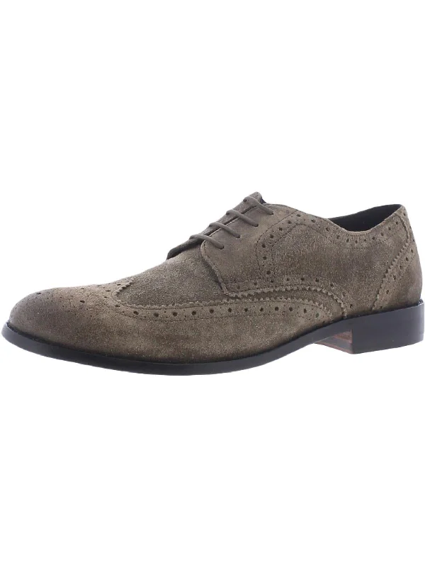 James Wing Mens Suede Wing Tip Oxford Oxfords