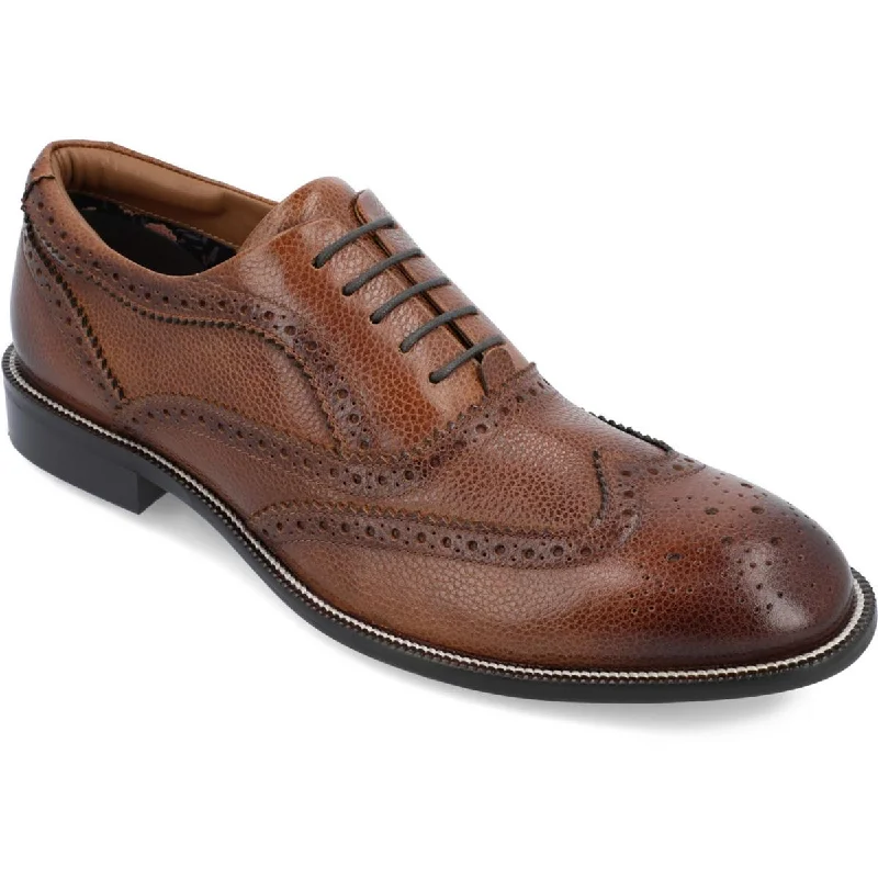 Mens Leather Round Toe Oxfords