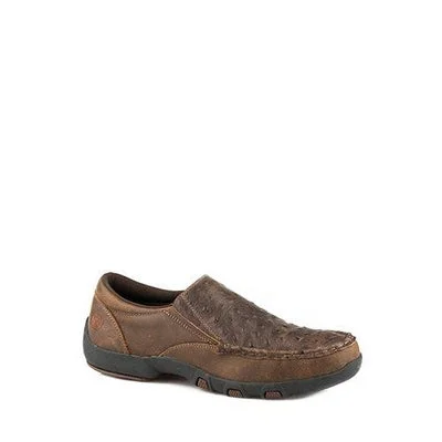 Roper Men’s Casuals - Driving Moc - Slip On - Brown Embossed Ostrich